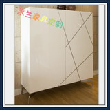 厨房餐边柜时尚白色烤漆高柜子上海定做不锈钢茶水碗柜储物柜简约