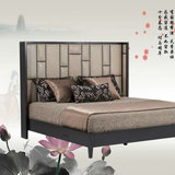 新中式床水曲柳全实木双人床婚床酒店宾馆会所标准间床新款软靠床