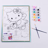 儿童水彩画数字油画手绘卡通画填色画水粉涂鸦画板DIY可选图批发