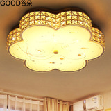 谷朵金色水晶灯圆形客厅灯LED吸顶灯 卧室现代简约餐厅灯温馨灯具