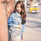 LRUD2016秋季新款韩版宽松原宿风破洞牛仔外套女中长款长袖夹克