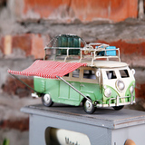 复古美式房间铁艺餐车模型摆设餐厅咖啡厅创意巴士桌面装饰品摆件