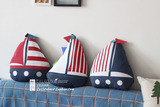 地中海海洋风格男孩房软饰家居布艺美国国旗帆船卡通汽车靠垫抱枕