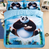 功夫熊猫卡通全棉四件套儿童纯棉被子1.2米学生三件套 床上 用品