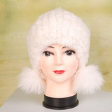 2015水貂皮草编织女士帽子貂毛狐狸球冬季保暖护耳帽加厚新款。