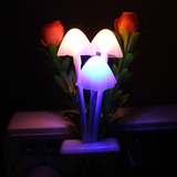包邮LED光控感应灯蘑菇七彩小夜灯 插电节能创意床头灯婴儿壁灯