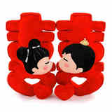 婚庆压床娃娃一对大红色双喜字床上抱枕靠垫结婚情侣毛绒玩具礼物