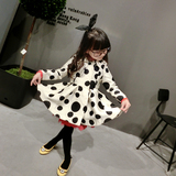 香港靓妞童装大衣 女童2015秋季新款 裙式长款外套 儿童波点风衣