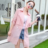 欧洲站2016夏季韩版西装领防晒衣女中长款工装外套七分袖薄款风衣