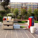 创意桌面木制小书架 置物架办公桌上抽屉式收纳盒书桌面收纳整理