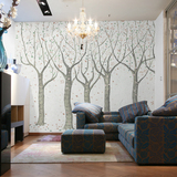 3D田园壁纸客厅卧室电视背景墙纸布复古欧式树木无缝大型壁画