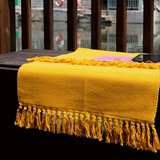 黄色纯棉手工编织布艺地垫门垫卧室地毯脚垫飘窗瑜伽地垫