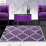 时尚紫色格子地毯客厅茶几沙发地毯卧室床边手工腈纶地毯