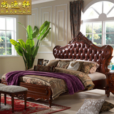 欧式床双人床 1.8米实木真皮床 软靠橡木床 高档婚床 美式床大床