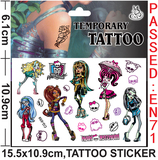 精灵高中Monster High美国卡通可爱女孩儿童纹身贴纸水转印贴画