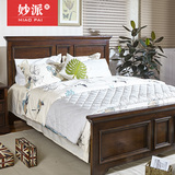 美式床实木床1.5米1.8米 欧式简约卧室家具白色双人床高背复古床