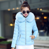 2015新款冬装时尚短款羽绒服女棉衣女外套韩版纯色连帽修身