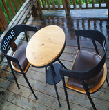 美式复古餐椅铁艺吧椅餐饮咖啡店阳台休闲凳吧台旋转圆桌椅三件套