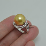 热款18K白金镶嵌金珍珠女戒指专业珠宝设计精工个性定制加工款式