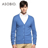 ASOBIO 2015春季衬衫领男装 正品青年男士休闲长袖毛针织衫开衫