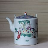 古玩古董二手清代粉彩人物图老瓷器老瓷壶精品茶壶