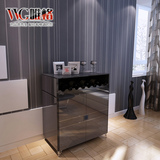 VVG现代简约时尚多功能不锈钢雕花酒柜黑色镜面钢化玻璃边柜五包