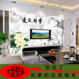 中式现代简约水墨竹子荷花宁静致远客厅卧室电视背景墙纸大型壁画