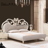 DAIGUAN 法式欧式古典简约实木雕花布艺软包婚床现代双人床 DH287