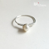 天然淡水珍珠戒指 990纯银绕线戒指环 手工原创礼物品女戒