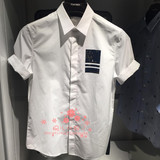 B1CC62308 太平鸟男装衬衫2016夏新款青年修身潮斯文薄款短袖衬衣