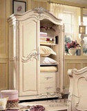 原木美式乡村实木衣柜欧式法式卧室衣柜复古做旧白色雕花口才家具