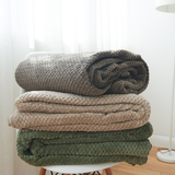 出口简约网眼法兰绒毛毯 纯色保暖珊瑚绒毯子 空调盖毯沙发休闲毯