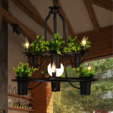 田园美式创意铁艺花盆植物盆栽吊灯咖啡厅客厅餐厅花店阳台吊灯