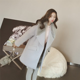 清仓2015冬季女装新款韩版中长款修身大码毛领呢子大衣加厚外套