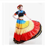 民族服装长袖彝族服装彝族舞蹈演出服装彩虹大摆长裙女装表演服饰