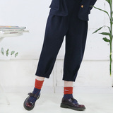 [转卖]2015TYAKASHA塔卡沙藏青红点毛呢双褶长裤