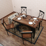 铁艺复古餐桌实木 饭店餐桌椅组合茶餐厅餐桌长方形松木定做批发