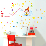 卡通男孩女孩房间装饰墙贴纸 可移除儿童房星星布置贴画梦幻星空