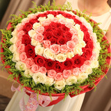 常熟鲜花店张家港配送 99朵红粉玫瑰鲜花生日求婚速递同城送花