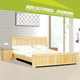 全实木床松木床中式家具1.5/1.8米原木成人卧室双人床高箱床现代