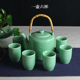 龙泉青瓷提梁壶 大号茶壶 一壶六杯 创意茶具 冷热水壶