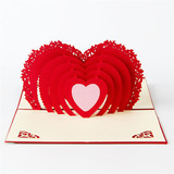 情人节创意纸雕镂空立体贺卡3D圣诞节心形卡片明信片生日小贺卡