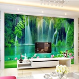 大型3d立体墙纸壁画现代中式客厅电视沙发背景流水生财无缝墙布