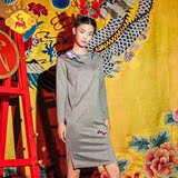 密扇复古中国风设计师女装中长款长袖改良旗袍2015秋冬新款连衣裙