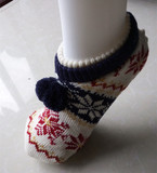冬季女防滑毛线地板袜套点胶成人袜室内女双层保暖居家袜套早教袜