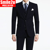 韩国代购男装正品 新款秋装 韩版商务高端三件套条纹西装西服套装