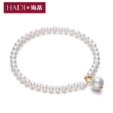 海蒂珠宝 系念 4-4.5圆珠天然超亮天然淡水珍珠手链女正品 18k金