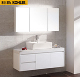 科勒橡木欧式浴室柜组合实木白色简约现代台上洗脸盆带抽屉卫浴镜