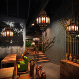 地中海摩洛哥创意复古吊灯 漫咖啡厅酒吧会所走廊彩色玻璃艺术灯