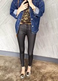 Jeans6X秋新款牛仔裤涂层牛仔布显瘦贴腿小脚修身九分铅笔裤女